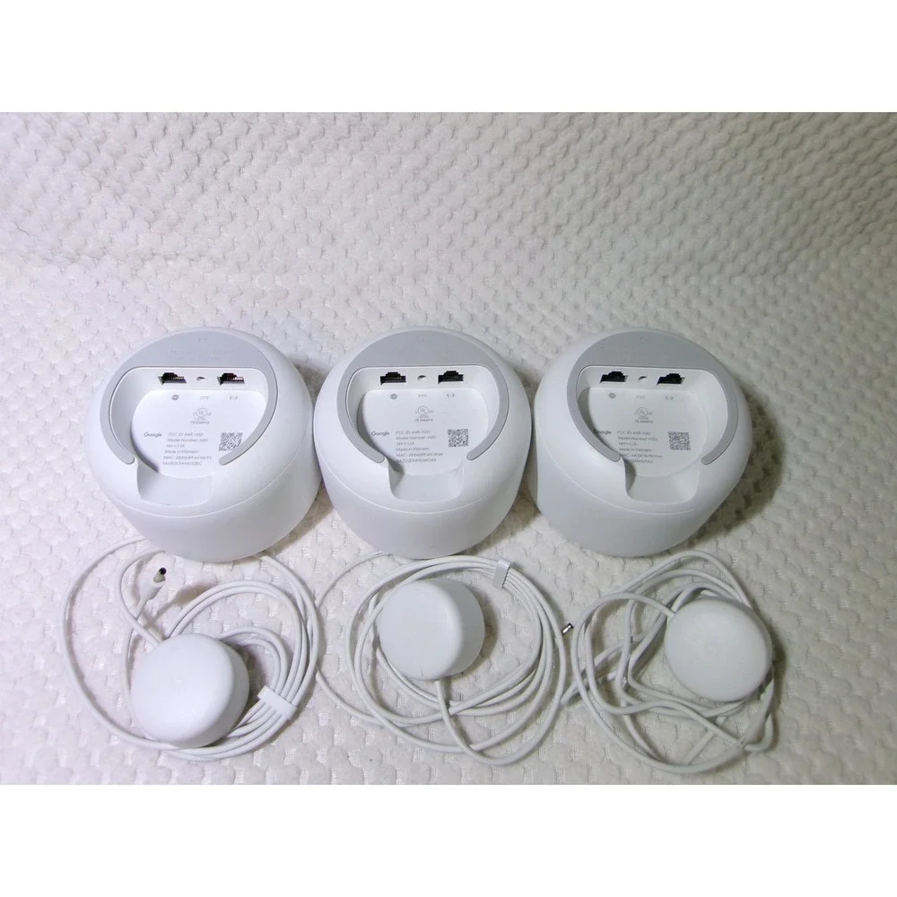 Google Nest Wifi AC2200 Mesh Router 3 Pack White Model H2D with Power Adapters